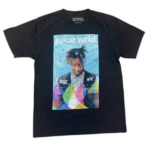 Juice WRLD Streetwear Hip Hop Faded Black Graphic Tee Size M Cotton Unisex
